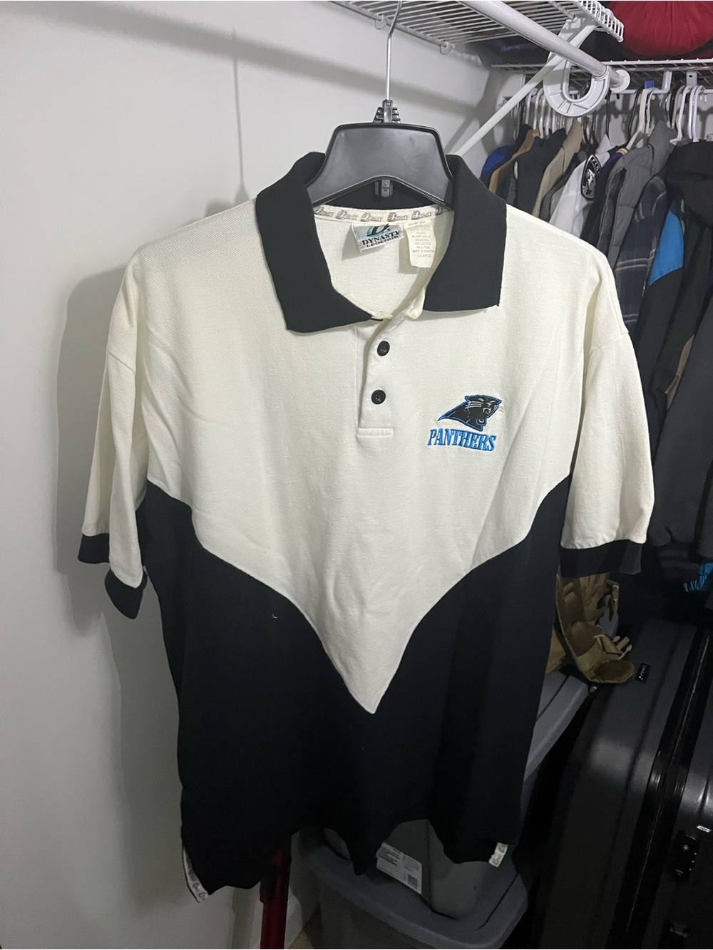 Panthers Two-Tone Black & Cream Polo Shirt